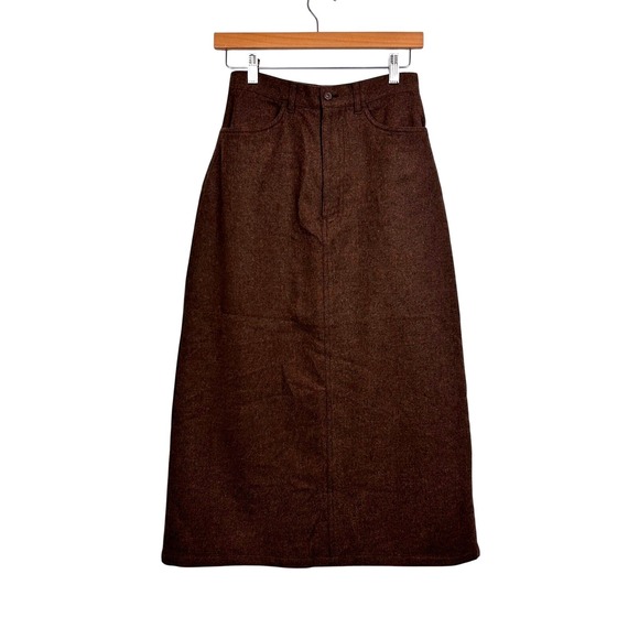 VILMAN Dresses & Skirts - VALMAN Skirt Womens Size Medium Brown Tweed Midi ALine Button Fly Pockets